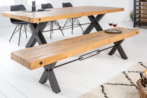 Designová lavice do jídelny - vyrobená z masivního borovicového dřeva, industriální, rozměr 200cm x 45cm x 40cm