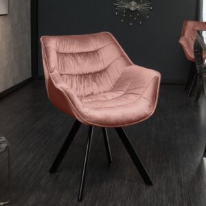 Luxusní sametová jídelní židle se sametovým potahem - starorůžová, retro styl, rozměr 67 cm x 82 cm x 63 cm