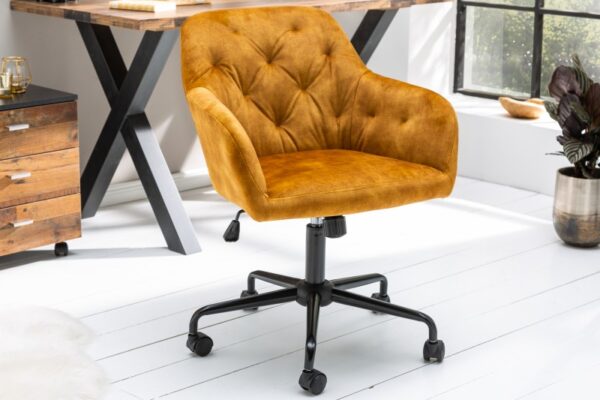 Moderní pracovní židle - sametový potah, prošívání, na kolečkách, rozměr 60 cm x 80-89 cm x 65 cm