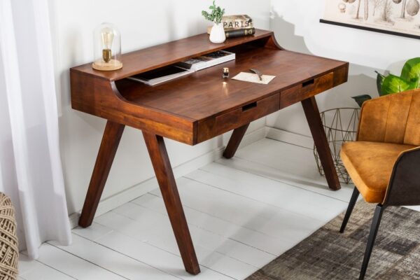 Moderní psací stůl z masivního dřeva akácie - se šuplíky, designový bytový doplněk, rozměr 100cm x 84cm x 60cm