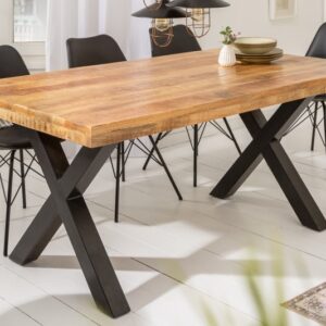 Moderní stůl do jídelny - vyrobený z mangového dřeva, pro 6 osob, industriální styl, rozměr 160 cm x 77 cm x 90 cm
