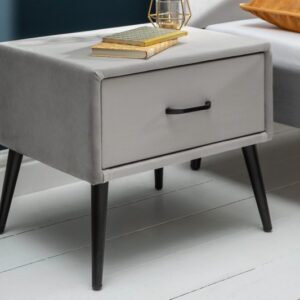 Moderní stolek k posteli - sametový potah, zásuvka, retro styl, rozměr 45 cm x 42 cm x 36 cm