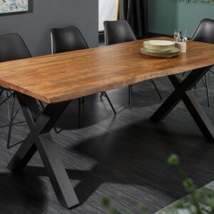 Designový velký rodinný stůl - vyrobený z divoké akácie, speciální medová úprava, industriální styl, rozměr 180cm x 77cm x 90cm