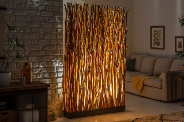 Stylová lampa do obýváku nebo ložnice - lze využít jako paraván, ze dřeva longan, rozměr 110 cm x 180 cm x 20 cm