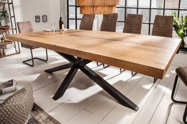 Rodinný stůl do jídelny - vyrobený z masivní borovice, industriální styl, rozměr 240 cm x 76 cm x 110 cm
