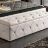 Luxusní kožená lavice Extravagancia 140cm bílá