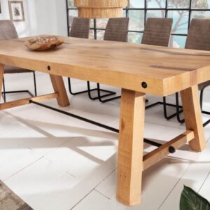 Nadčasový rodinný stůl - vyrobený z masivního borovicového dřeva, pro 8 osob, rozměr 200 cm x 76 cm x 100 cm