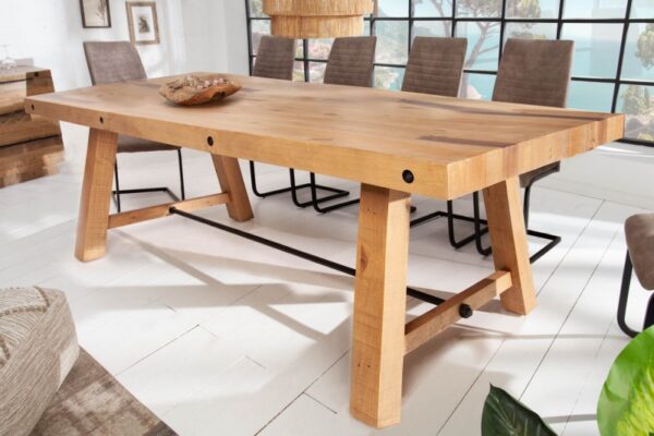 Nadčasový rodinný stůl - vyrobený z masivního borovicového dřeva, pro 8 osob, rozměr 200 cm x 76 cm x 100 cm