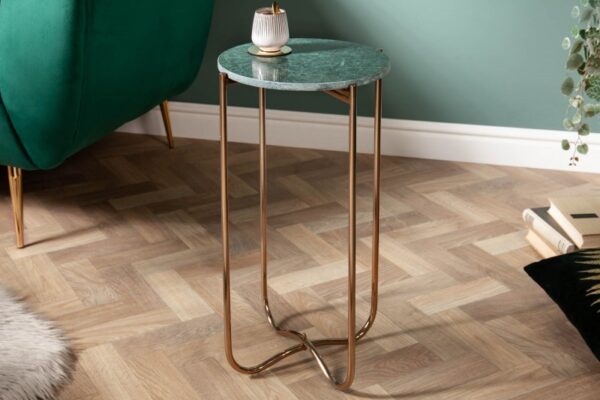Moderní malý stolek do obývacího pokoje nebo předsíně - mramorová deska, zlaté kovové nohy, rozměr 35 cm x 62 cm x 35 cm