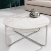 Kulatý konferenční stolek Noble 62cm bílý mramor
