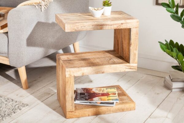 Designový odkládací stolek do obývacího pokoje - vyrobený z mangového dřeva, mnoho možností využití, rozměr 40 cm x 60 cm x 30 cm