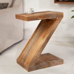 Rustikální odkládací stolek z masivního mangového dřeva - do obývacího pokoje, rozměr 45 cm x 60 cm x 30 cm