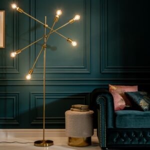 Moderní lampa do ložnice nebo obýváku - vyrobena z kovu, pro 6 žárovek, rozměr 85 cm x 163 cm x 85 cm