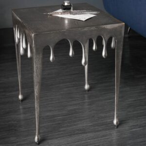 Luxusní stříbrný stolek do obývacího pokoje - ze slitiny kovu, originální design, rozměr 34 cm x 44 cm x 34 cm