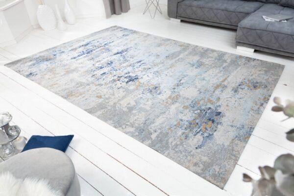 Luxusní designový velký koberec - do obývacího pokoje nebo ložnice, sepraný vzhled, rozměr 240cm x 350cm, modrý