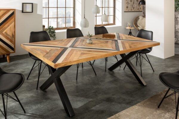 Nadčasový masivní stůl do jídelny - vyrobený z mangového dřeva, pro 6 osob, rozměr 200 cm x 76 cm x 100 cm