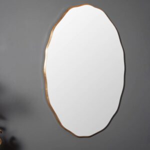 Stylové oválné zrcadlo na zeď - vyrobené z přírodního dřeva paulovnie, rozměr 70 cm x 100 cm x 3 cm