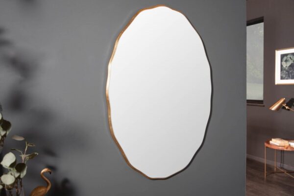 Stylové oválné zrcadlo na zeď - vyrobené z přírodního dřeva paulovnie, rozměr 70 cm x 100 cm x 3 cm