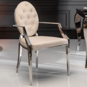 Designová jídelní židle - zámecký design, dekorativní prošívání, rozměr 62cm x 92cm x 60cm, béžová