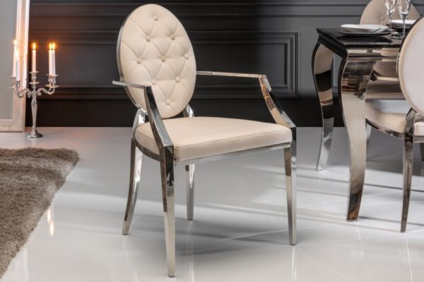 Designová jídelní židle - zámecký design, dekorativní prošívání, rozměr 62cm x 92cm x 60cm, béžová