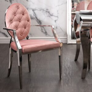 Designová jídelní židle v zámeckém stylu - dekorativní prošívání, stříbrné nohy, rozměr 62 cm x 92 cm x 60 cm