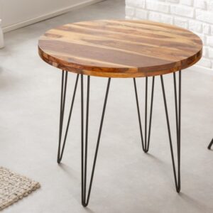 Jídelní stůl z masivního palisandrového dřeva - nábytek do kuchyně, kovové nohy, rozměr 80cm x 75cm x 80cm