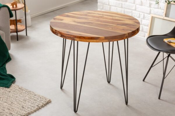 Jídelní stůl z masivního palisandrového dřeva - nábytek do kuchyně, kovové nohy, rozměr 80cm x 75cm x 80cm