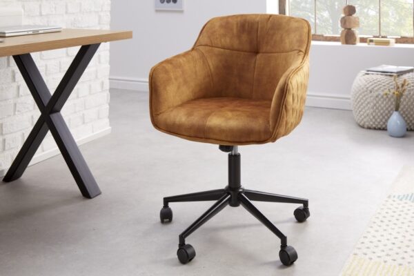 Stylová židle do pracovny - na kolečkách, dekorativní prošívání, rozměr 58 cm x 81-91 cm x 61 cm