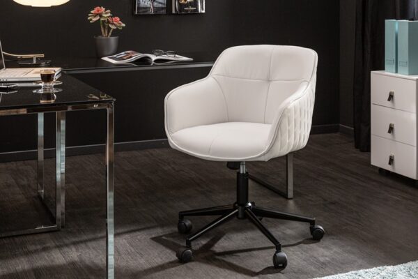 Designová židle do pracovny - z umělé kůže, na kolečkách, rozměr 58 cm x 81-91 cm x 61 cm