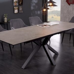 Designový stůl s možností rozložení - do jídelny, pro 6 osob, betonový vzhled, rozměr 180-225 cm x 76 cm x 90 cm