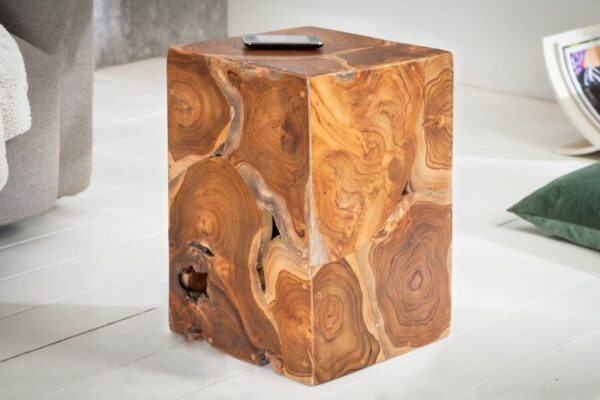 Masivní konferenční stolek z neošetřeného teakového dřeva - do obývacího pokoje, rozměr 30cm x 45cm x 30cm