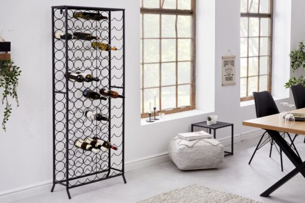 Stylový stojan na víno - až na 102 lahví, kovový, možnost přišroubování ke stěně, rozměr 64 cm x 182 cm x 30 cm