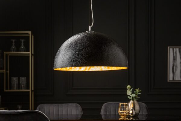 Moderní závěsné světlo do jídelny nebo obývacího pokoje - průměr lampy 50cm, černo stříbrná