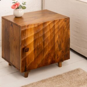 Masivní noční stolek do ložnice - z mangového dřeva, 2 přihrádky, rozměr 50 cm x 51 cm x 40 cm