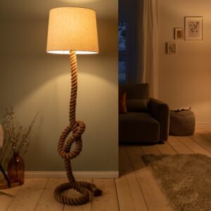 Stylová přírodní stojací lampa - do obývacího pokoje nebo ložnice, přírodní materiály, rozměr 46 cm x 158 cm x 46 cm