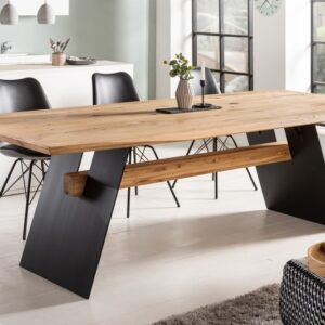 Designový stůl z masivního divokého dubu - nábytek do jídelny, industriální styl, rozměr 240cm x 75cm x 100cm