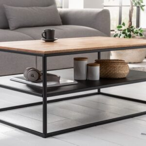 Dřevěný konferenční stolek, vyrobený z masivního dubu, rozměr kovového stolku do obývacího pokoje 95 cm x 40 cm x 55 cm, stolek s úložným prostorem