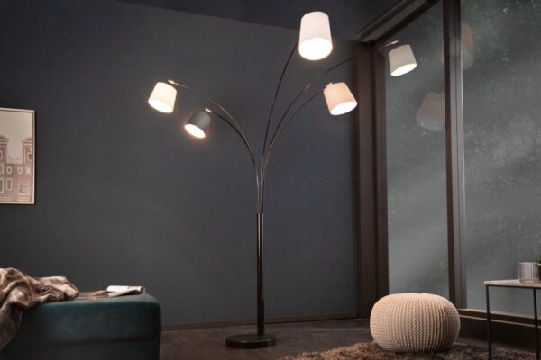 Moderní vysoká lampa do obývacího pokoje - s naklápěcími stínítky, rozměr 120 cm x 205 cm x 90 cm