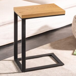 Malý stolek pod pc, z masivnío dubu, černé kovové nohy, rozměr 45 cm x 61 cm x 30 cm