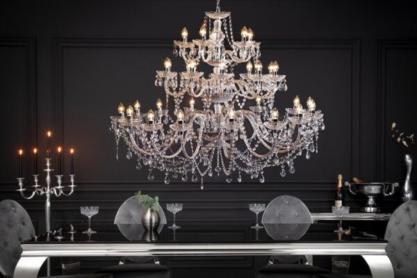 Designový lustr 30 ramenný - zdobený čirými akrylovými kousky, rozměr 110cm x 120cm