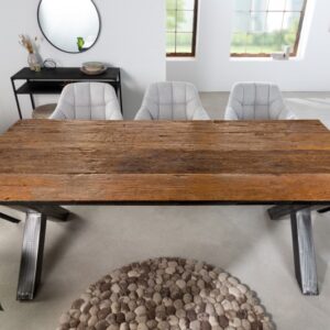 Masivní jídelní stůl, vyrobeno z teakového dřeva, dřevěný stůl pro 6 osob, rozměr stolu 220 cm x 77 cm x 100 cm