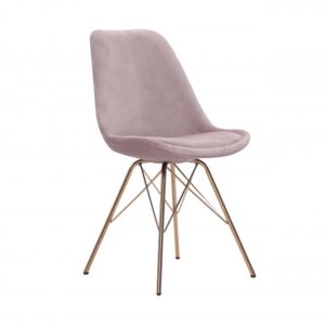 Moderní židle k jídelnímu stolu, kuchyňská židle starorůžová, samet a nohy zlatý kov, retro design, rozměr 48 cm x 85 cm x 54 cm