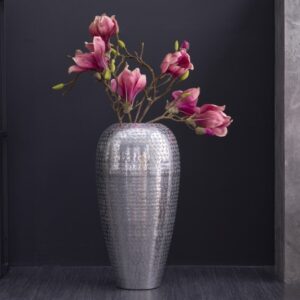 Stylová váza na květiny - stříbrné doplňky do bytu, orientální styl, rozměr 25cm x 50cm x 25cm