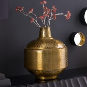 Moderní váza v orientálním stylu, starožitný vzhled, ruční zdobení, rozměr 31cm x 35cm x 31cm, zlatá