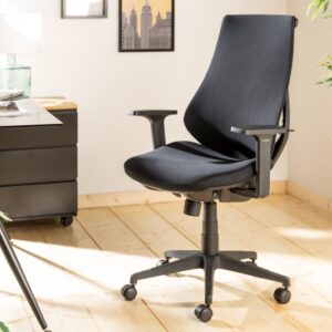 Moderní kancelářská židle, černá židle k pc, na kolečkách, nastavitelná výška, rozměr 66 cm x 102-110 cm x 64 cm