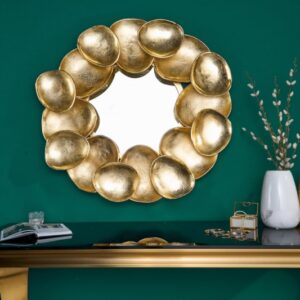 Designové zrcadlo na zeď zlaté - do obývacího pokoje nebo ložnice, ruční výroba, rozměr 70cm