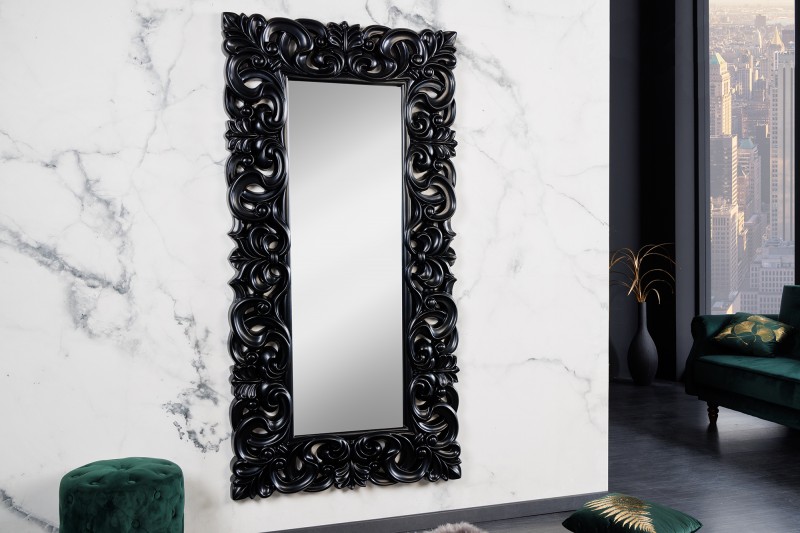 Luxusní ČERNÉ zrcadlo - starožitný design, do obývacího pokoje, rozměr 90 cm x 180 cm x 5 cm